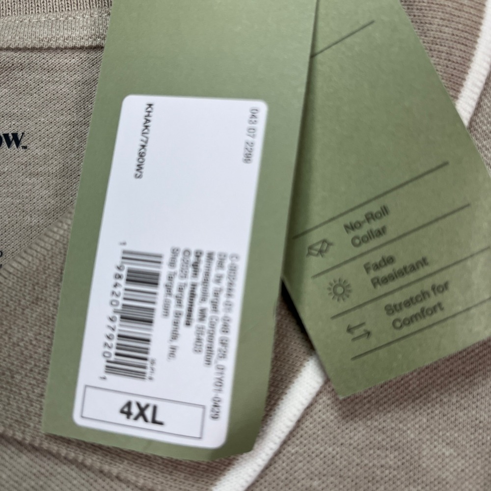 Goodfellow Polo Shirt Mens 4XL Khaki Short Sleeve Performance Golf Stretch NEW - Picture 6 of 9